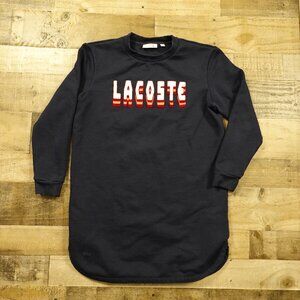 Lacoste Long Sleeve Brushed Fleece Logo Dress EU 40 Women's Large Navy
